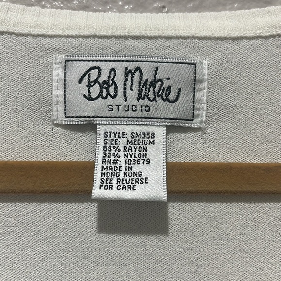 Vintage BOB MACKIE STUDIO Womens Size M Off White Embroidered Cardigan Sweater - Picture 3 of 8